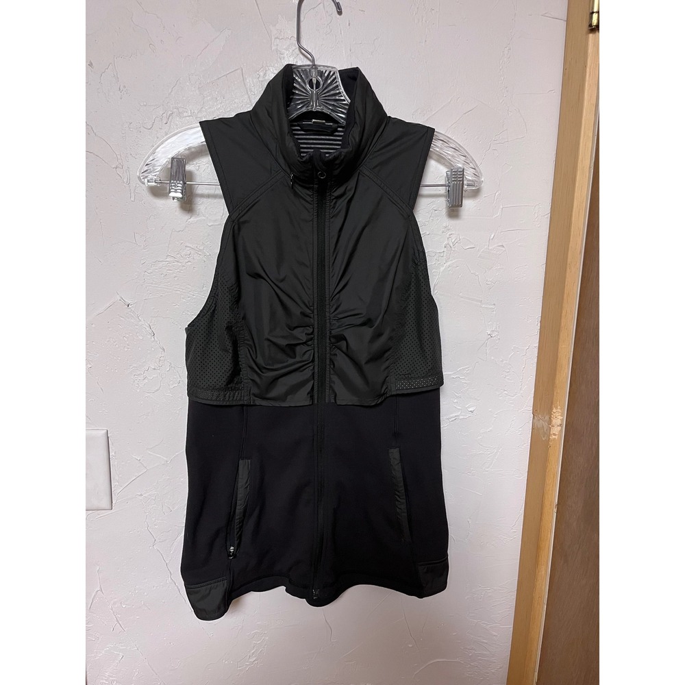 Lululemon Black Full Zip Running Vest Perforated Back Pockets Size 6
